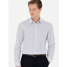 Cacharel Navy Slim Fit Long Sleeve Striped Shirt