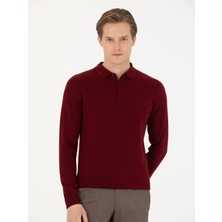 Cacharel Burgundy Slim Fit Basic Sweater