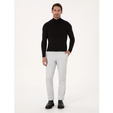 Cacharel Light Grey Regular Fit Cotton Blend Canvas Trousers