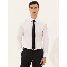 Cacharel White Slim Fit Long Sleeve Basic Shirt