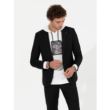 Cacharel Black Slim Fit Wool Blend Blazer