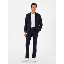 Cacharel Navy Slim Fit Micro Pattern Wool Blend Suit