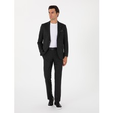 Cacharel Black Micro Pattern Wool Blend Suit