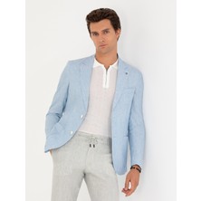 Cacharel Light Blue Slim Fit %100 Linen Blazer