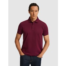 Cacharel Burgundy Slim Fit Pure Cotton Polo Collar Basic T-Shirt