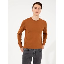 Cacharel Cinnamon Slim Fit Crew Neck Basic Knit Sweater