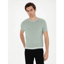 Cacharel Aqua Green Slim Fit Crew Neck Knit T-Shirt
