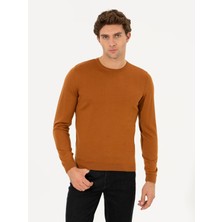 Cacharel Cinnamon Slim Fit Crew Neck Basic Knit Sweater