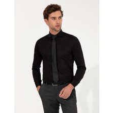 Cacharel Black Slim Fit Long Sleeve Basic Shirt
