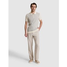 Cacharel Beige Loose Fit 100% Linen Canvas Trousers