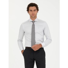 Cacharel Light Grey Slim Fit Long Sleeve Basic Shirt