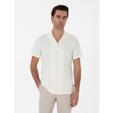 Cacharel Ecru Regular Fit Camp Collar Knit Shirt