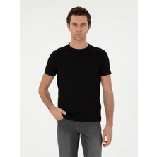 Cacharel Black Slim Fit Striped Texture Crew Neck T-Shirt
