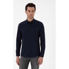 Cacharel Navy Slim Fit Long Sleeve Shirt