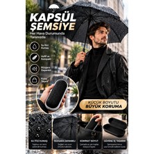 Kapsül Şemsiye Siyah Su Itici Kumaş Rüzgara Dayanıklı Hafif ve Taşınabilir Tasarım