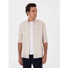 Cacharel Beige Regular Fit 100% Linen Shirt