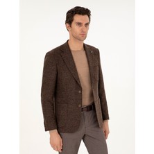 Cacharel Brown Slim Fit Wool Blend Flannel Blazer