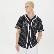 Karl Kani Serif Pinstripe Baseball Men's Black Shirt