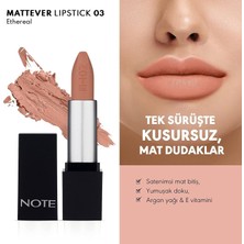 Aydogan's Cosmetics Mattever Lipstick 03 Ethereal Yarı Mat Saten Bitişli Ruj, Açık Nude
