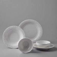Jumbo Lily 24-Piece 6-Person Bone Dinnerware Set - White