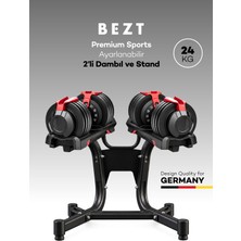 2li Bezt Premium Sports Ayarlanabilir Dambıl Seti 24KG Kırmızı + Stand
