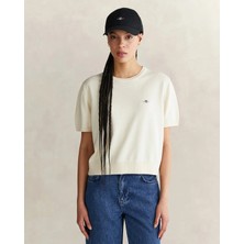 Gant Women's White Regular Fit Crew Neck Short Sleeve Knit Top