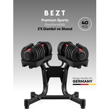 2li Bezt Premium Sports Ayarlanabilir Dambıl Seti 40KG Kırmızı + Stand