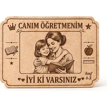 Kutup Yıldızı Tasarım Atölyesi Kişiye Özel Ahşap Fotoğraf Çerçeve - İsimli Lazer Kazıma - Sevgiliye Anneye Babaya Öğretmene Hediye