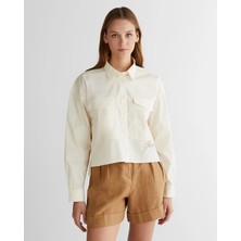 Gant Women's Cream Classic Collar Logo Shirt