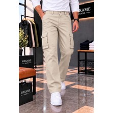 Wkm Erkek Casual Gabardin Regular Fit Kargo Pantolon