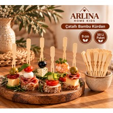 Arlina Home Kids 9 cm Bambu Çatallı Sunum Kürdanı 100'LÜ Paket