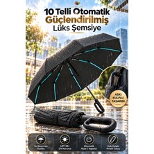Lucky Love 10 Telli Güçlendirilmiş Lüks Otomatik Şemsiye Rüzgara Dayanıklı Su Geçirmez Uv Korumalı Askı Kulplu