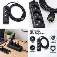 Kırkdabir Üçlü Çocuk Korumalı Topraklı Priz ve Ups Topraklı Fişli 3x1,0mm Ttr H05VV-F Ara Kablo