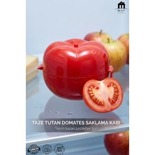 Muf Home Pratik Domates Saklama Kabı - Kesilmiş Yarım Kalan Sebzeler İçin Taze Tutan Koruyucu Kutu Buzdolabı Organizeri - BPA FREE