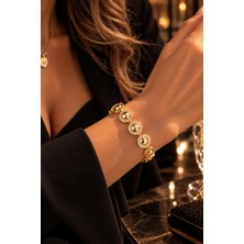 Adata Jewelry Çelik Vıp 14K Xuping Zirkon Valentina Bileklik Gold