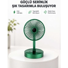 Birsence Katlanabilir Mini Fan – 3 Kademeli Soğutma, Şarjlı
