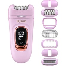 Mkio 7 Parça Şarjlı Işıklı Epilatör, LED Ekranlı Epilasyon Cihazı, 2 Kademe Hız Ayarı, 60 Dakika Kullanım, Yüz-KoltukAltı-BikiniBölgesi-Bacak Islak-Kuru Kullanım, Kadın Tıraş Cihazı