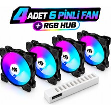 Next Gaming Orion 4 Adet Forward (Düz) Rgb 6 Pin 120MM Siyah Fan + Rgb Hub Set