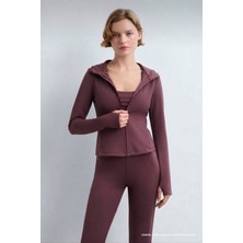 Soft & Basic Fit Yumuşak Dokulu Fermuarlı Kapüşonlu Cepli Parmak Geçirmeli Detaylı Hırka