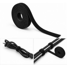 Sanal Trend Siyah Renk 5 Metre 1 Cm Cırt Kablo Düzenleyici Organizer Kutu Kablo Sabitleyici Gizleyici Şerit Cırt
