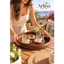 Arlina Home Kids Yuvarlak Akasya Lüx Sunum Tepsisi 35 cm