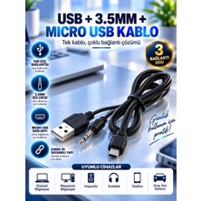 Ses Bombası Kablosu USB + 3.5mm Aux Şarj ve Ses Kablosu Mini USB 5 Pin Müzik Kutusu Kablosu