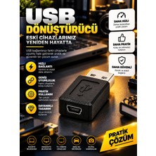USB B Mini 5 Pin Dişi Adaptör Dönüştürücü Çevirici Adaptör - Mini USB Erkek USB 2.0 A Erkek