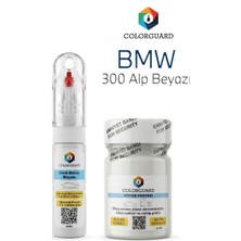 COLORGUARD BMW 300 Alp Beyazı İğneli & Fırçalı Şişe Rötuş Boyası ve Rötuş Pastası Seti