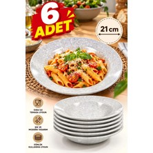 Binbirreyon Tabak 6 Adet Granit Desenli Melamin Çukur Tabak 21CM Ev Lokanta Tipi Tabak RA681