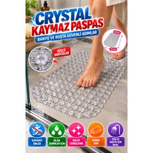 Open City Crystal Kaymaz Vantuzlu Banyo Paspası Şeffaf 68X35 cm Islak Zemin Kaydırmaz Küvet Duşakabin Pvc Matı