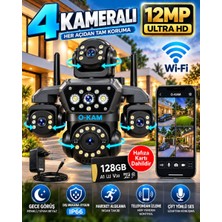 Ventus O-KAM OK-251 12MP 4 Kameralı Wifi  Gece Görüş Çift Yönlü Ses Uzaktan İzleme Kişi Takibi Türkçe 128GB Akıllı Güvenlik Kamerası