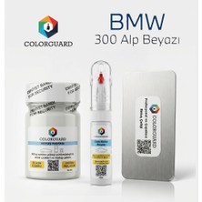 COLORGUARD BMW 300 Alp Beyazı Rötuş Seti - 2 si 1 Arada İğne ve Fırça Uçlu Şişe, Rötuş Pastası ve Rötuş Çeliği