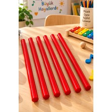 Midex ORF-BT-25RD-3X Kırmızı Çocuklara Özel Ritim Çubuğu 25 cm Eğitici Örf Aleti (Karbon Fiber)