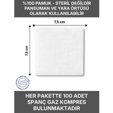 Ağaoğlu Spanc Gazlı Bez 7,5x7,5cm 8 Katlı 100 Adet - Yüksek Emici, Yapışmayan, Nefes Alabilir %100 Pamuk Yara Pansuman Pedi (Gaz Kompres)